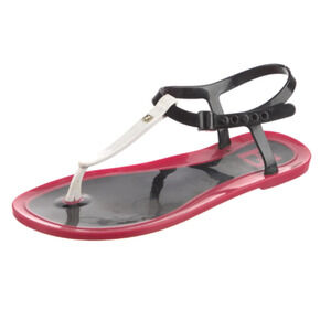 Fendi Zucca FF Logo Jelly Thong Strap Sandals Pink/Black/White Women's EU 37